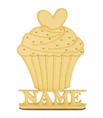 Laser Cut Personalised Cupcake Shape on a Stand
